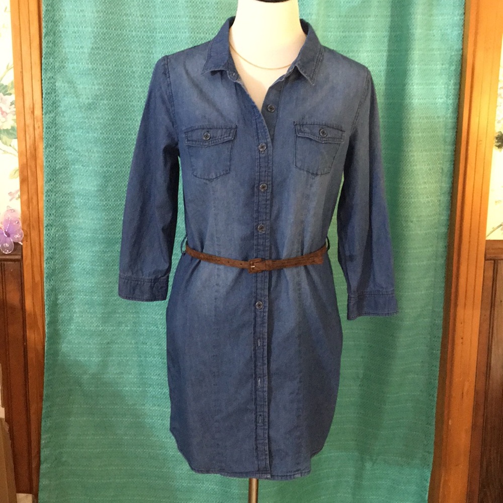 Jean Tunic w/belt 3/4 sleeves EUC!